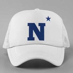 NEW Navy Midshipmen N Star Logo Foam Trucker Mesh Snapback Hat WHITE